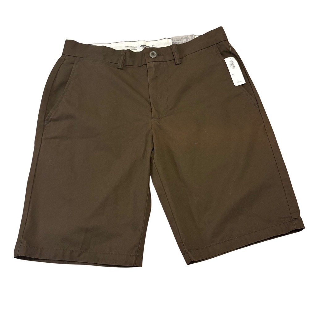 Old Navy Ultimate Slim Brown Chino Shorts Knee Length Size 30